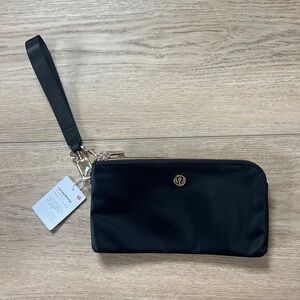 Lululemon Curved Wristlet - Black/Gold, Double Zipper